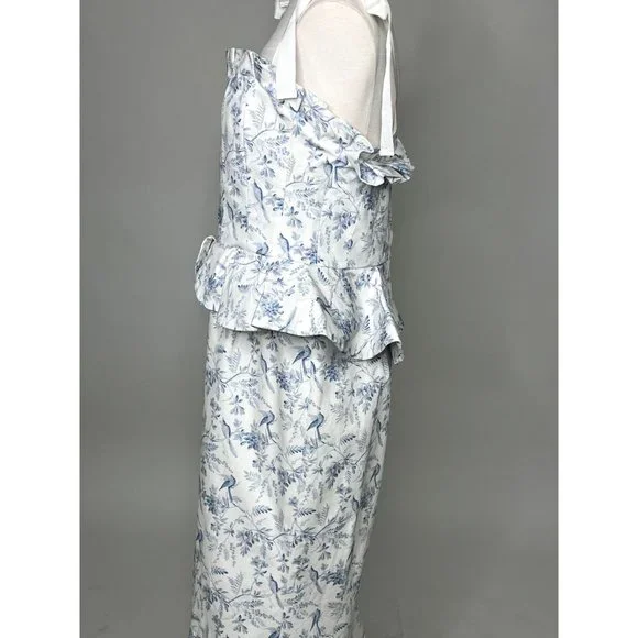 Antonio Melani x Born on Fifth Pippa Blue Floral Print Fit and Flare Peplum Dres - Picture 2 of 9
